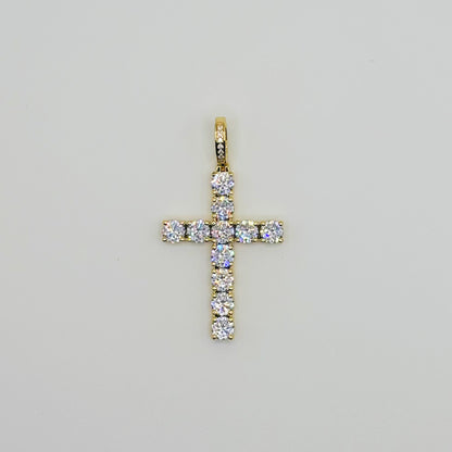 Cross Pendant in 18K Yellow Gold with Stones