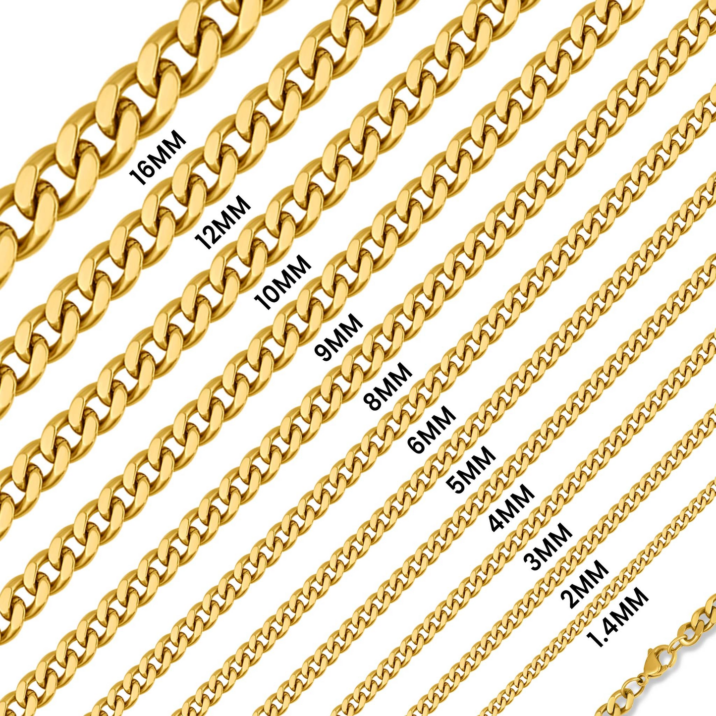 Cuban Link Chain in 18K Yellow Gold - 8mm